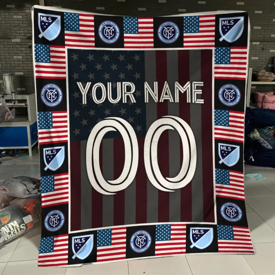 Custom Name Number US Flag MLS New York City Exclusive All Over Prints BLMLS141024A1NYCBLK - Blanket