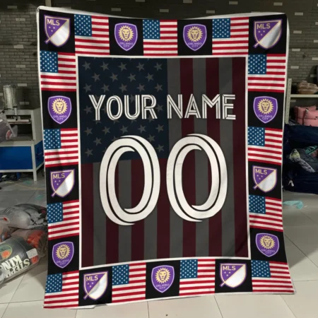 Custom Name Number US Flag MLS Orlando City Exclusive All Over Prints BLMLS141024A1ORLBLK - Blanket