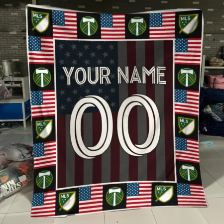 Custom Name Number US Flag MLS Portland Timbers Exclusive All Over Prints BLMLS141024A1PORBLK - Blanket