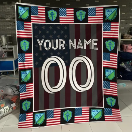 Custom Name Number US Flag MLS Seattle Sounders Exclusive All Over Prints BLMLS141024A1SEABLK - Blanket