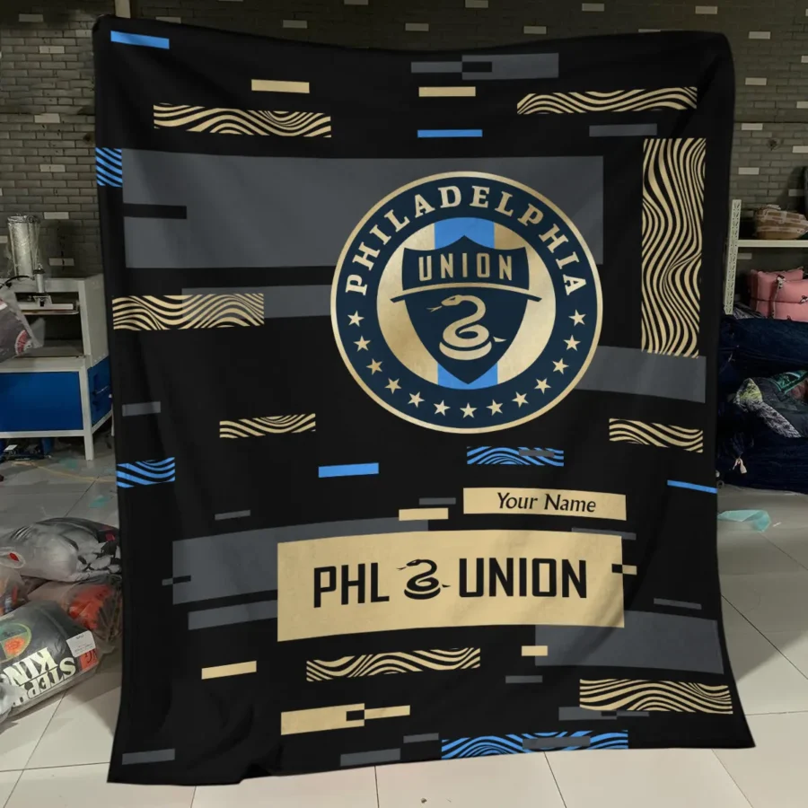 Custom Name MLS Philadelphia Union Exclusive All Over Prints BLMLS151024A1PHIBLK - Blanket