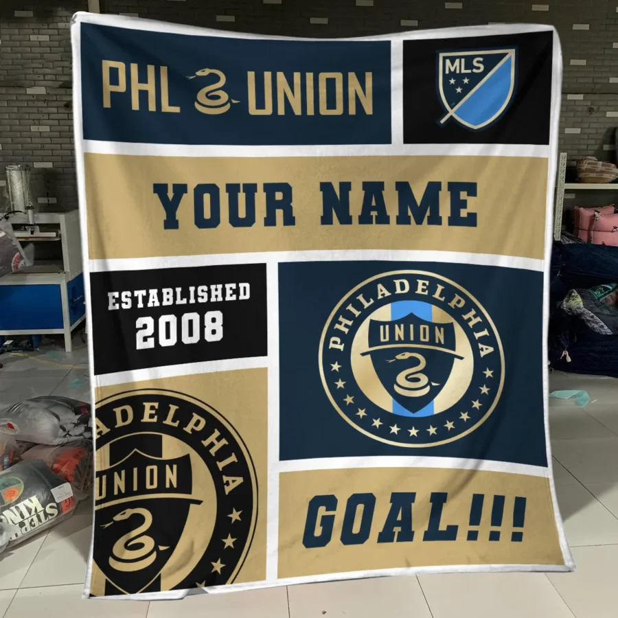 Custom Name MLS Philadelphia Union Exclusive All Over Prints BLMLS151024A2PHIBLK - Blanket