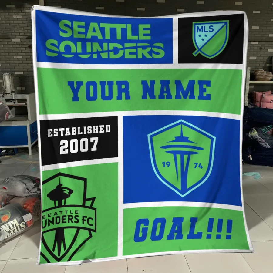 Custom Name MLS Seattle Sounders Exclusive All Over Prints BLMLS151024A2SEABLK - Blanket