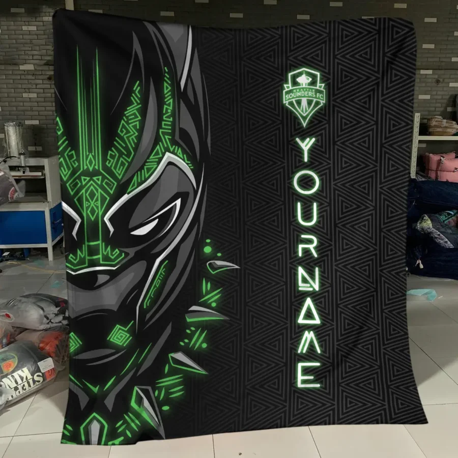 Black Panther Custom Name MLS Seattle Sounders Exclusive All Over Prints BLMLS161024A2SEABLK - Blanket