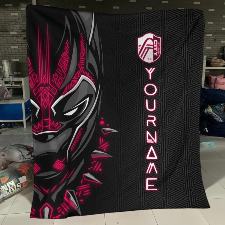 Black Panther Custom Name MLS St. Louis City Exclusive All Over Prints BLMLS161024A2STLBLK - Blanket