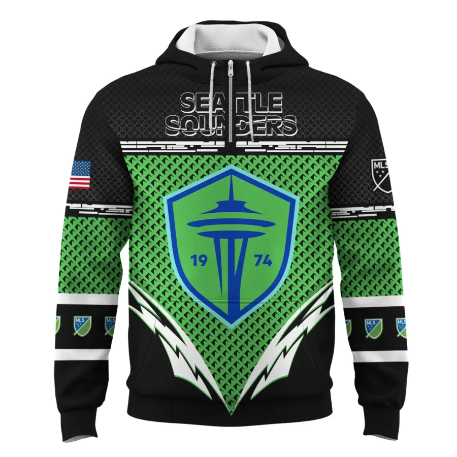 MLS Seattle Sounders Exclusive All Over Prints BLMLS31024A1SEAQHD - 1/4 Zipper Hoodie