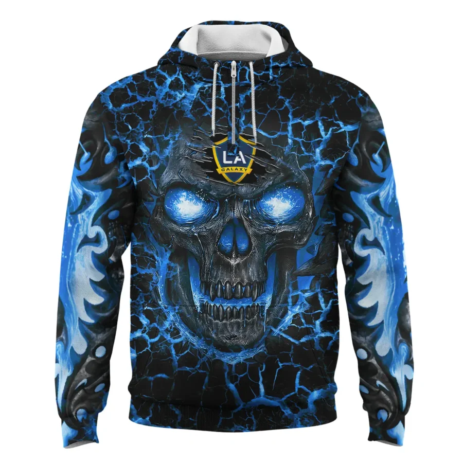 Flaming Skull MLS LA Galaxy Exclusive All Over Prints BLMLS41024A3LAQHD - 1/4 Zipper Hoodie