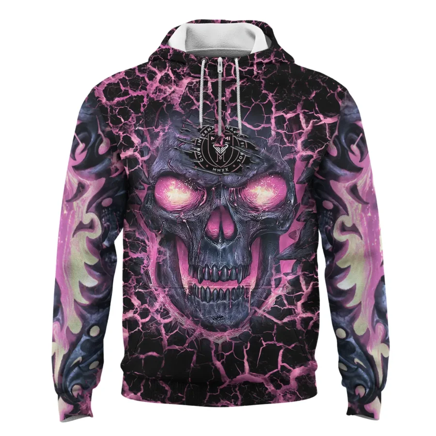 Flaming Skull MLS Inter Miami Exclusive All Over Prints BLMLS41024A3MIAQHD - 1/4 Zipper Hoodie