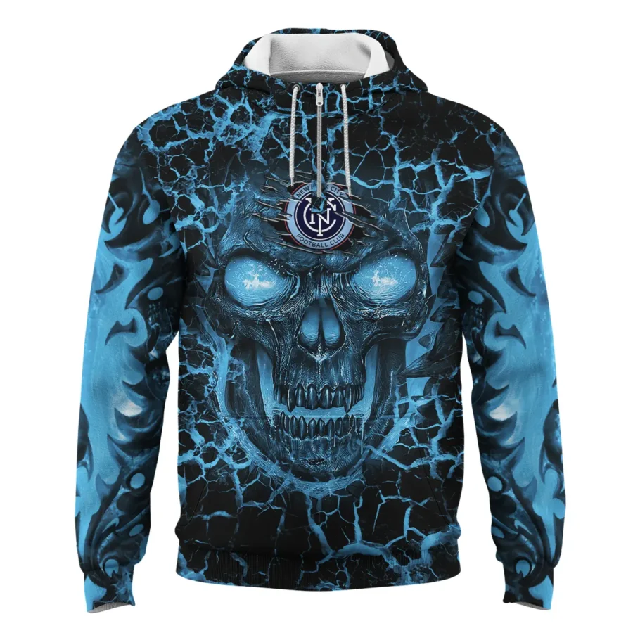 Flaming Skull MLS New York City Exclusive All Over Prints BLMLS41024A3NYCQHD - 1/4 Zipper Hoodie