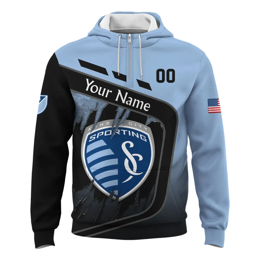 MLS Sporting Kansas City Exclusive All Over Prints BLMLS51024A1SKCQHD - 1/4 Zipper Hoodie