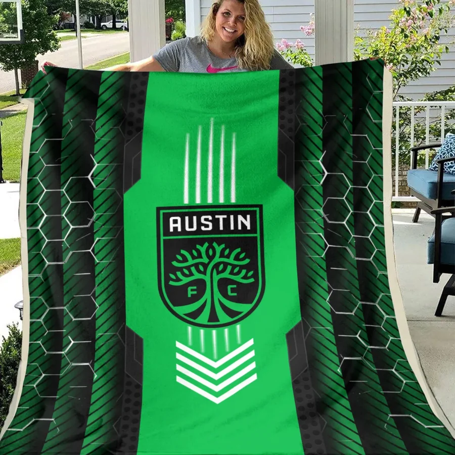 Abstract Geometric Pattern MLS Austin FC Exclusive All Over Prints BLMLS101024A2ATXBLK - Blanket