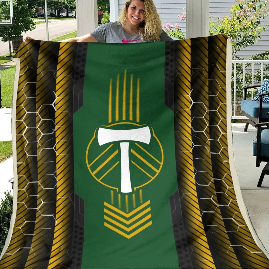 Abstract Geometric Pattern MLS Portland Timbers Exclusive All Over Prints BLMLS101024A2PORBLK - Blanket