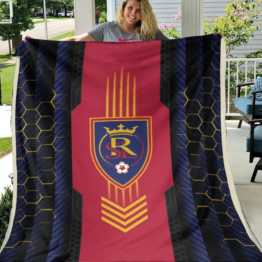 Abstract Geometric Pattern MLS Real Salt Lake Exclusive All Over Prints BLMLS101024A2RSLBLK - Blanket