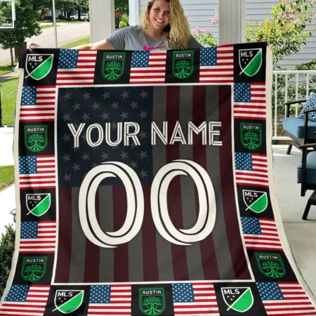 Custom Name Number US Flag MLS Austin FC Exclusive All Over Prints BLMLS141024A1ATXBLK - Blanket