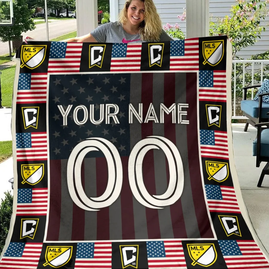 Custom Name Number US Flag MLS Columbus Crew Exclusive All Over Prints BLMLS141024A1CLBBLK - Blanket