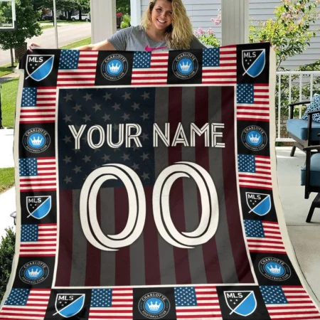 Custom Name Number US Flag MLS Charlotte Exclusive All Over Prints BLMLS141024A1CLTBLK - Blanket