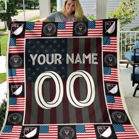 Custom Name Number US Flag MLS Inter Miami Exclusive All Over Prints BLMLS141024A1MIABLK - Blanket