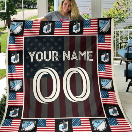 Custom Name Number US Flag MLS Minnesota United Exclusive All Over Prints BLMLS141024A1MINBLK - Blanket