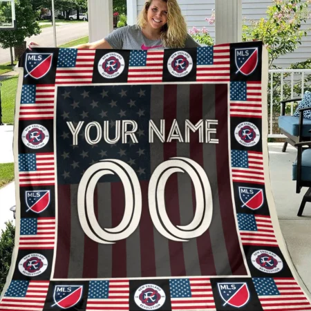 Custom Name Number US Flag MLS New England Exclusive All Over Prints BLMLS141024A1NEBLK - Blanket