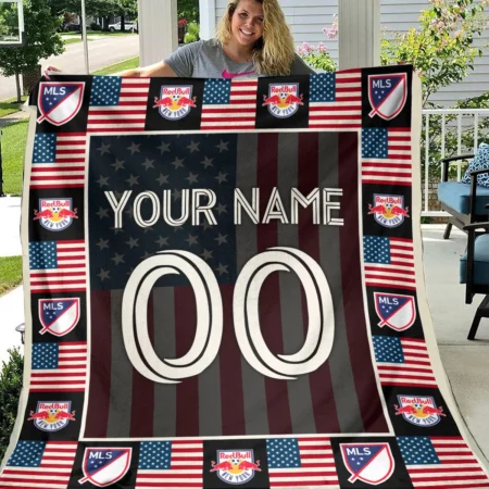 Custom Name Number US Flag MLS New York Red Bulls Exclusive All Over Prints BLMLS141024A1NYBLK - Blanket