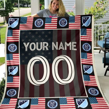 Custom Name Number US Flag MLS New York City Exclusive All Over Prints BLMLS141024A1NYCBLK - Blanket