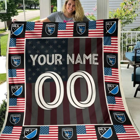 Custom Name Number US Flag MLS San Jose Earthquakes Exclusive All Over Prints BLMLS141024A1SJBLK - Blanket