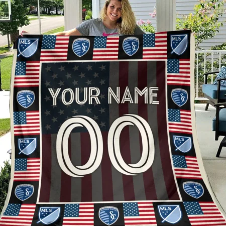 Custom Name Number US Flag MLS Sporting Kansas City Exclusive All Over Prints BLMLS141024A1SKCBLK - Blanket