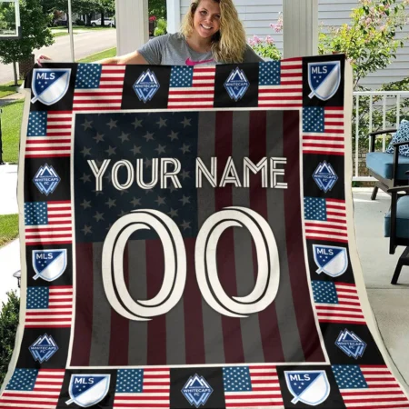 Custom Name Number US Flag MLS Vancouver Whitecaps Exclusive All Over Prints BLMLS141024A1VANBLK - Blanket