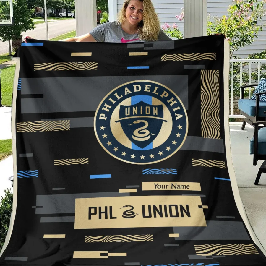 Custom Name MLS Philadelphia Union Exclusive All Over Prints BLMLS151024A1PHIBLK - Blanket