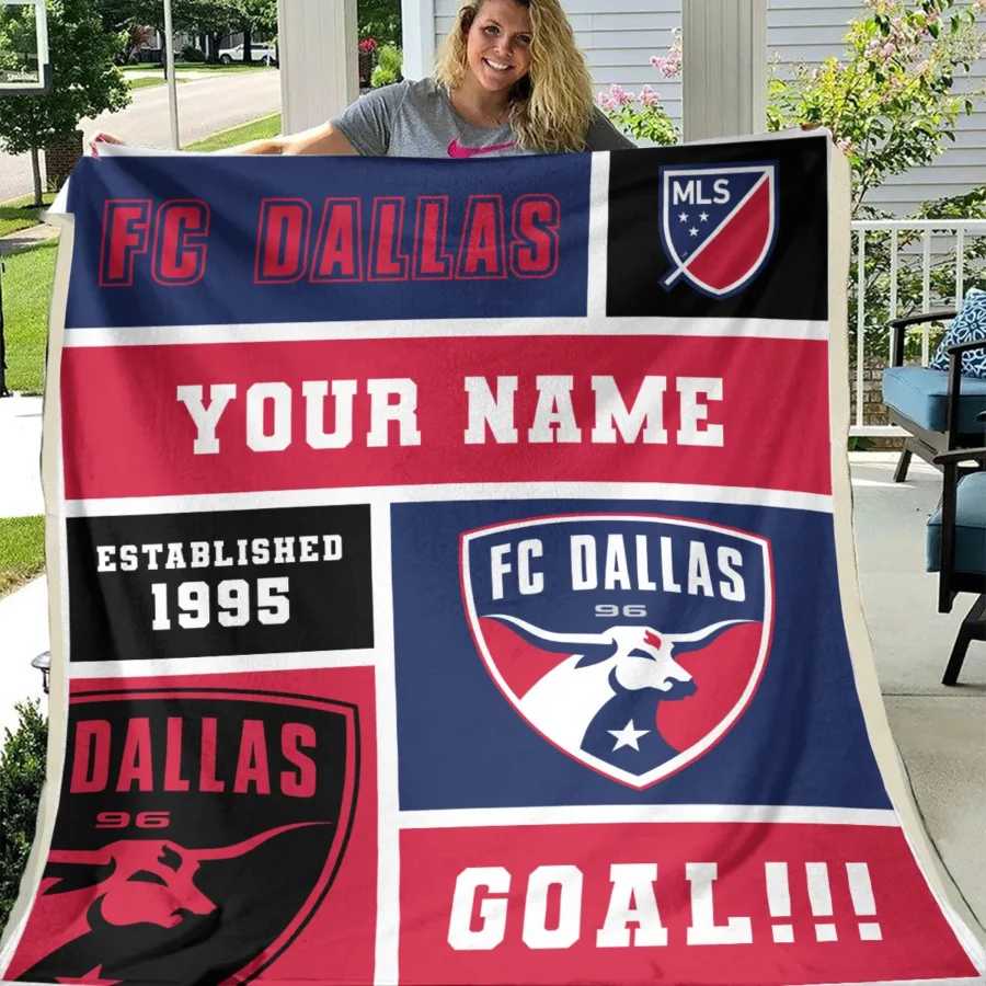 Custom Name MLS FC Dallas Exclusive All Over Prints BLMLS151024A2DALBLK - Blanket