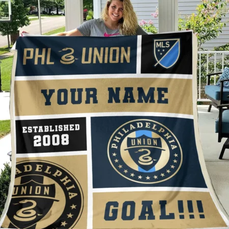 Custom Name MLS Philadelphia Union Exclusive All Over Prints BLMLS151024A2PHIBLK - Blanket