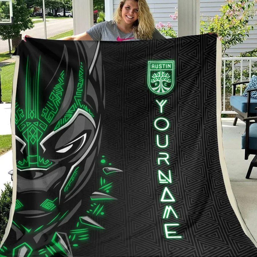 Black Panther Custom Name MLS Austin FC Exclusive All Over Prints BLMLS161024A2ATXBLK - Blanket