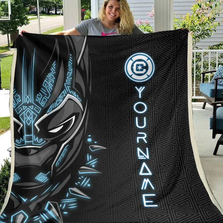 Black Panther Custom Name MLS Chicago Fire Exclusive All Over Prints BLMLS161024A2CHIBLK - Blanket