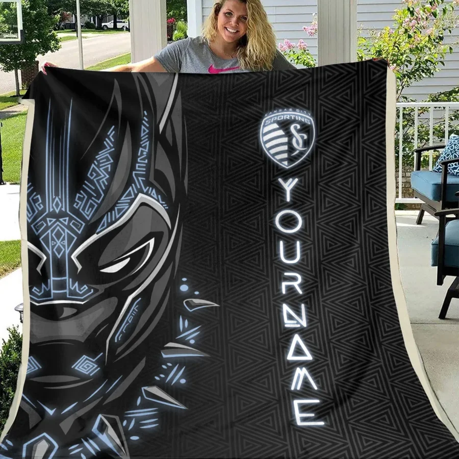 Black Panther Custom Name MLS Sporting Kansas City Exclusive All Over Prints BLMLS161024A2SKCBLK - Blanket