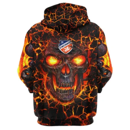 Flaming Skull MLS Cincinnati Exclusive All Over Prints BLMLS41024A3CINQHD - 1/4 Zipper Hoodie