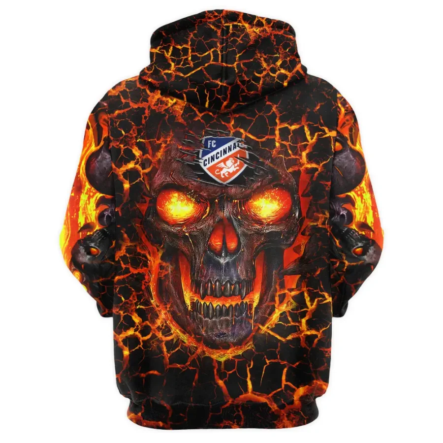 Flaming Skull MLS Cincinnati Exclusive All Over Prints BLMLS41024A3CINQHD - 1/4 Zipper Hoodie