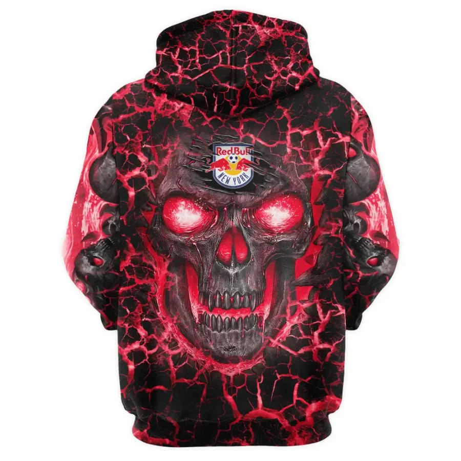 Flaming Skull MLS New York Red Bulls Exclusive All Over Prints BLMLS41024A3NYQHD - 1/4 Zipper Hoodie