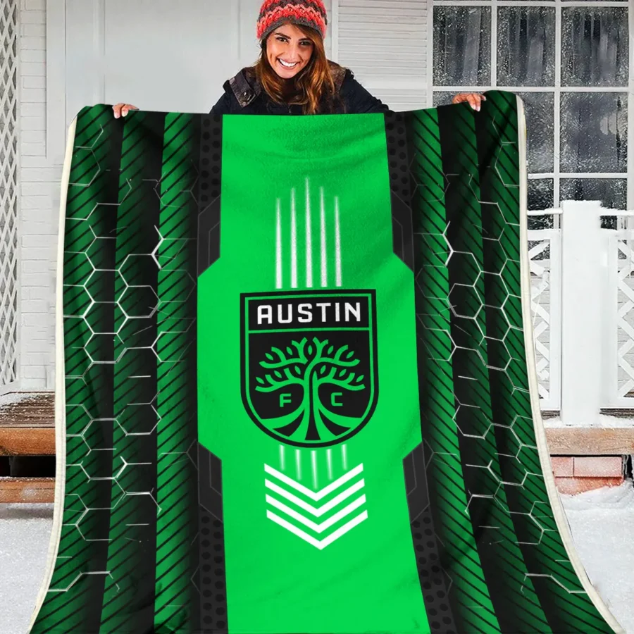 Abstract Geometric Pattern MLS Austin FC Exclusive All Over Prints BLMLS101024A2ATXBLK - Blanket