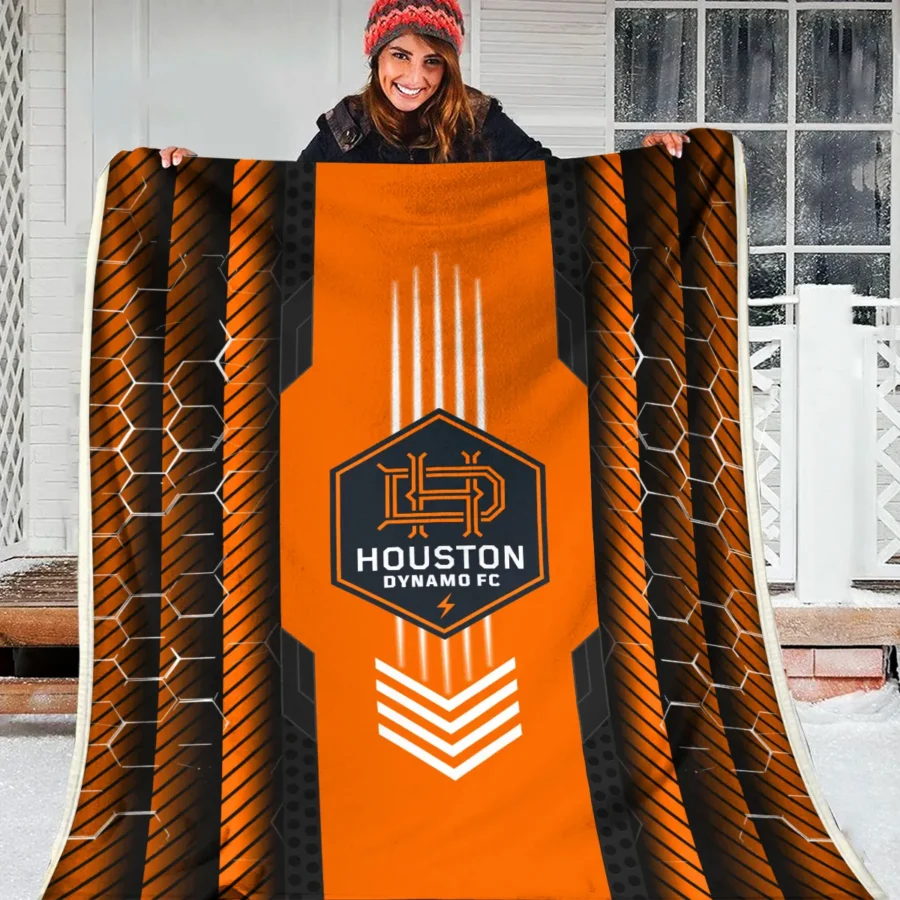 Abstract Geometric Pattern MLS Houston Dynamo Exclusive All Over Prints BLMLS101024A2HOUBLK - Blanket