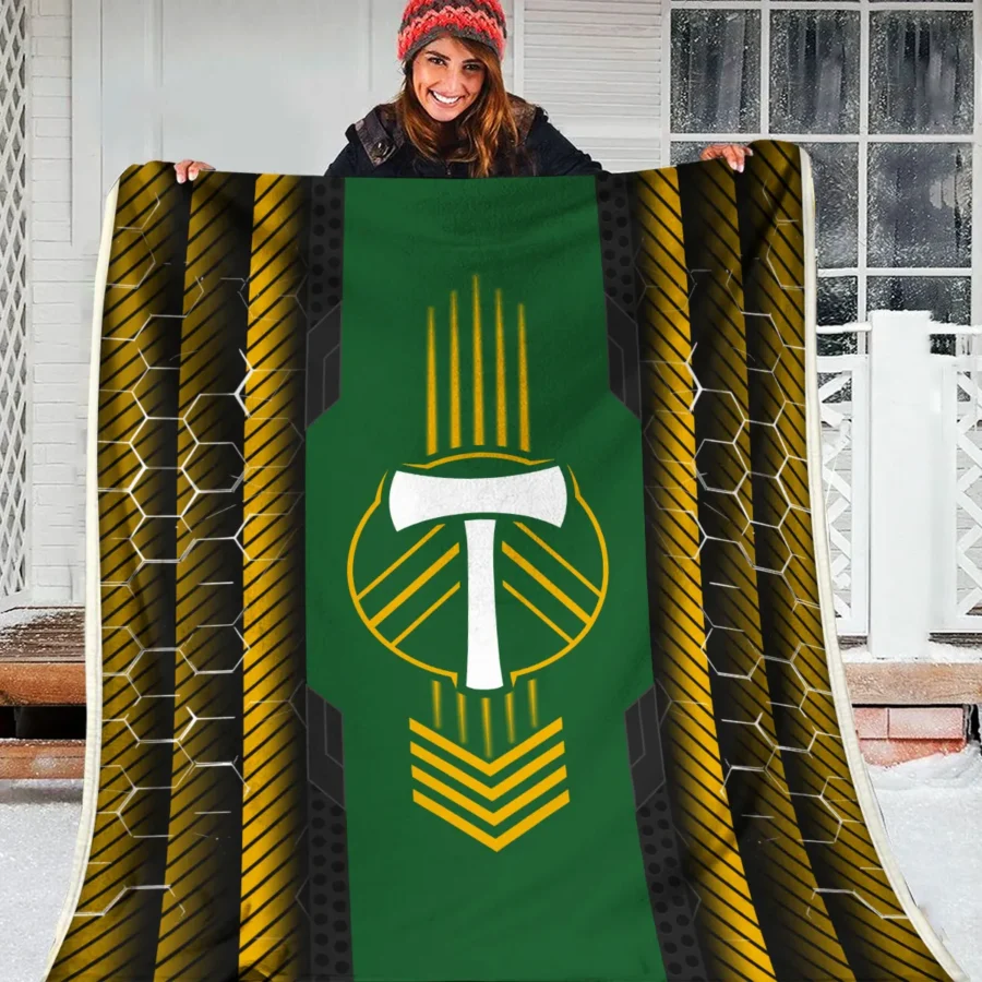 Abstract Geometric Pattern MLS Portland Timbers Exclusive All Over Prints BLMLS101024A2PORBLK - Blanket