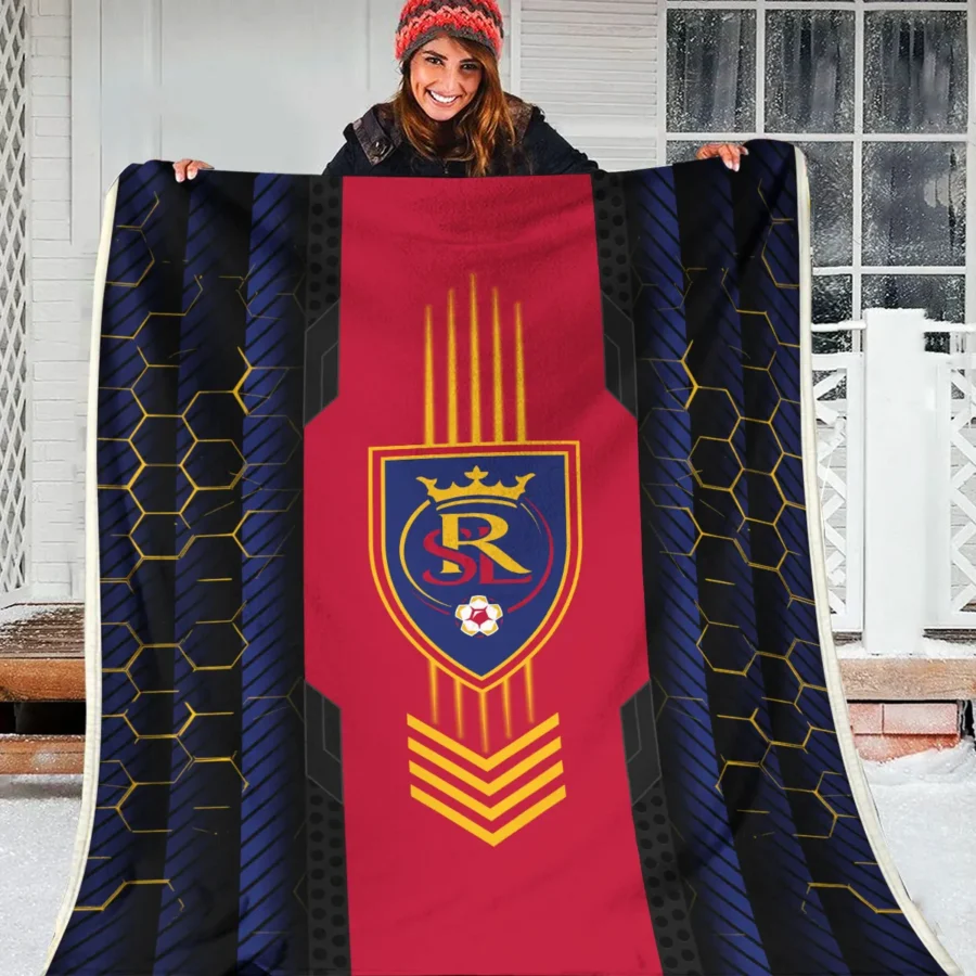 Abstract Geometric Pattern MLS Real Salt Lake Exclusive All Over Prints BLMLS101024A2RSLBLK - Blanket