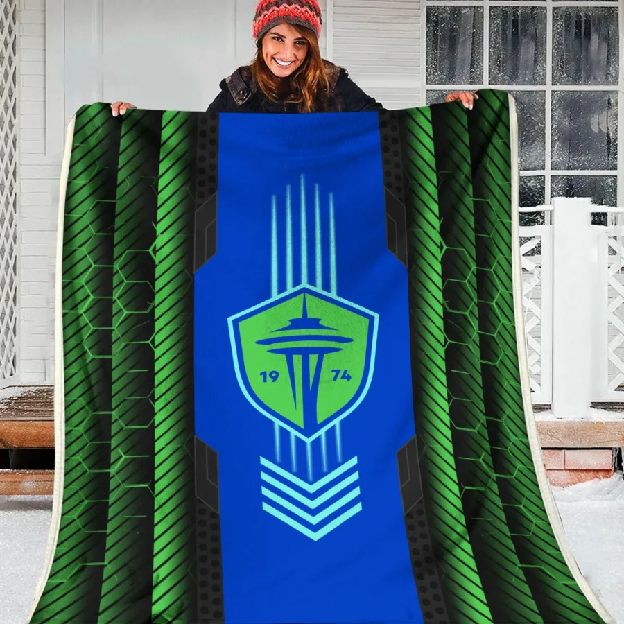 Abstract Geometric Pattern MLS Seattle Sounders Exclusive All Over Prints BLMLS101024A2SEABLK - Blanket