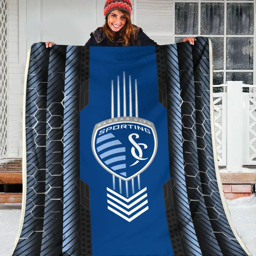 Abstract Geometric Pattern MLS Sporting Kansas City Exclusive All Over Prints BLMLS101024A2SKCBLK - Blanket