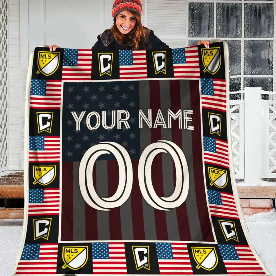 Custom Name Number US Flag MLS Columbus Crew Exclusive All Over Prints BLMLS141024A1CLBBLK - Blanket