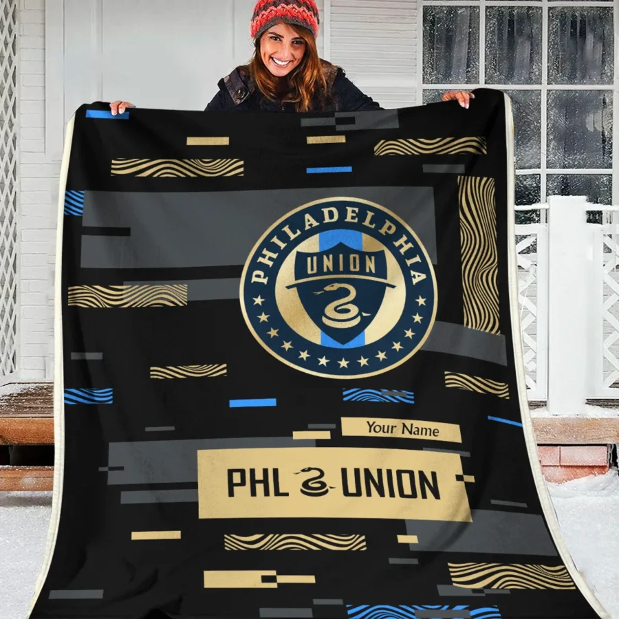 Custom Name MLS Philadelphia Union Exclusive All Over Prints BLMLS151024A1PHIBLK - Blanket