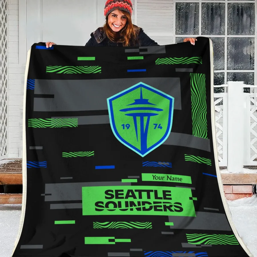 Custom Name MLS Seattle Sounders Exclusive All Over Prints BLMLS151024A1SEABLK - Blanket