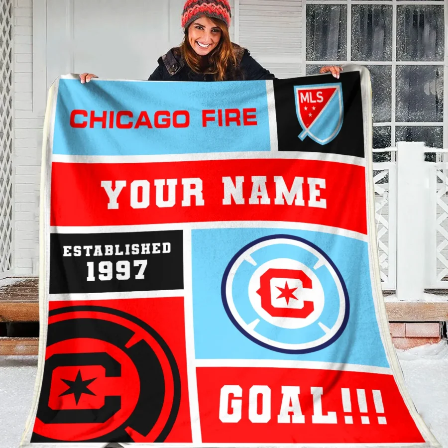 Custom Name MLS Chicago Fire Exclusive All Over Prints BLMLS151024A2CHIBLK - Blanket