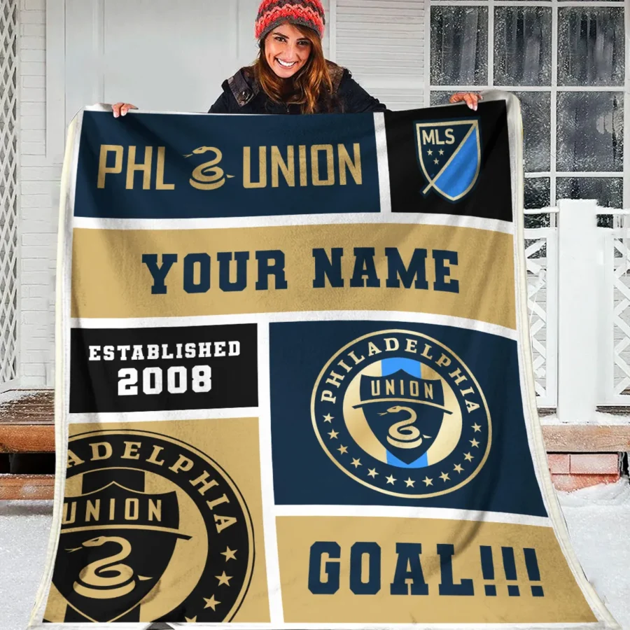 Custom Name MLS Philadelphia Union Exclusive All Over Prints BLMLS151024A2PHIBLK - Blanket