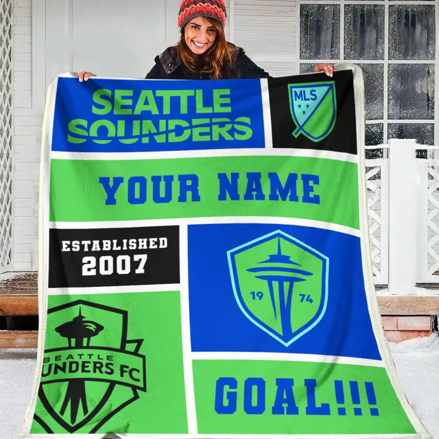 Custom Name MLS Seattle Sounders Exclusive All Over Prints BLMLS151024A2SEABLK - Blanket