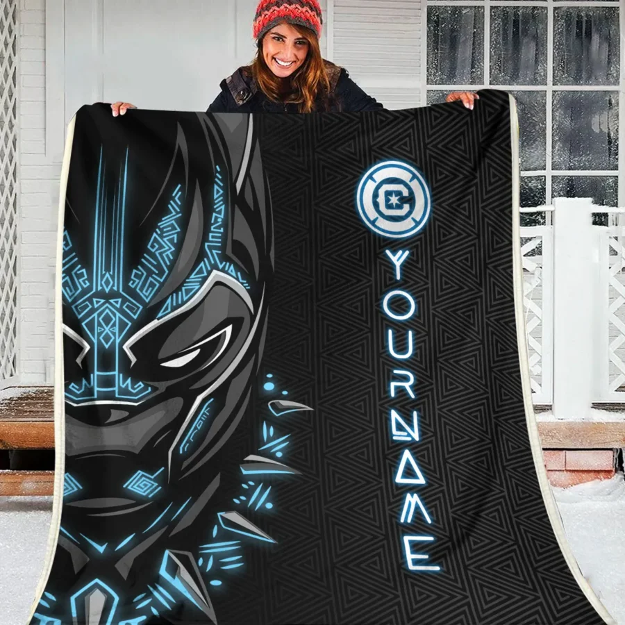 Black Panther Custom Name MLS Chicago Fire Exclusive All Over Prints BLMLS161024A2CHIBLK - Blanket